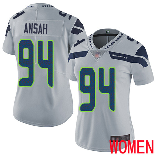 Seattle Seahawks Limited Grey Women Ezekiel Ansah Alternate Jersey NFL Football #94 Vapor Untouchable->women nfl jersey->Women Jersey